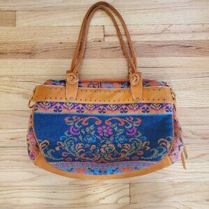 RARE Limited Edition Ivco Handbag Mix Leather and Fabric: Wool and Nylon